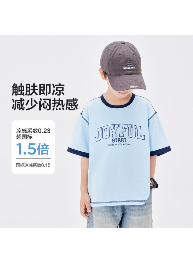 Zuoxi Boys' T-shirt Short Sleeve Cooling Antibacterial Summer Kids' Top Breathable Ice-cool Set Stylish Big Boys' Outfit - Image 3