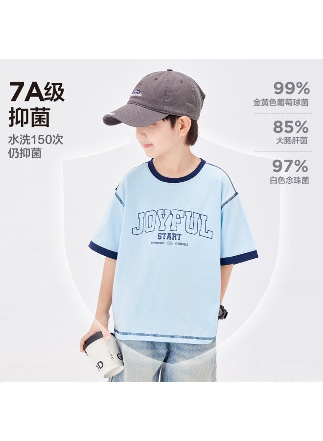 Zuoxi Boys' T-shirt Short Sleeve Cooling Antibacterial Summer Kids' Top Breathable Ice-cool Set Stylish Big Boys' Outfit - Image 4