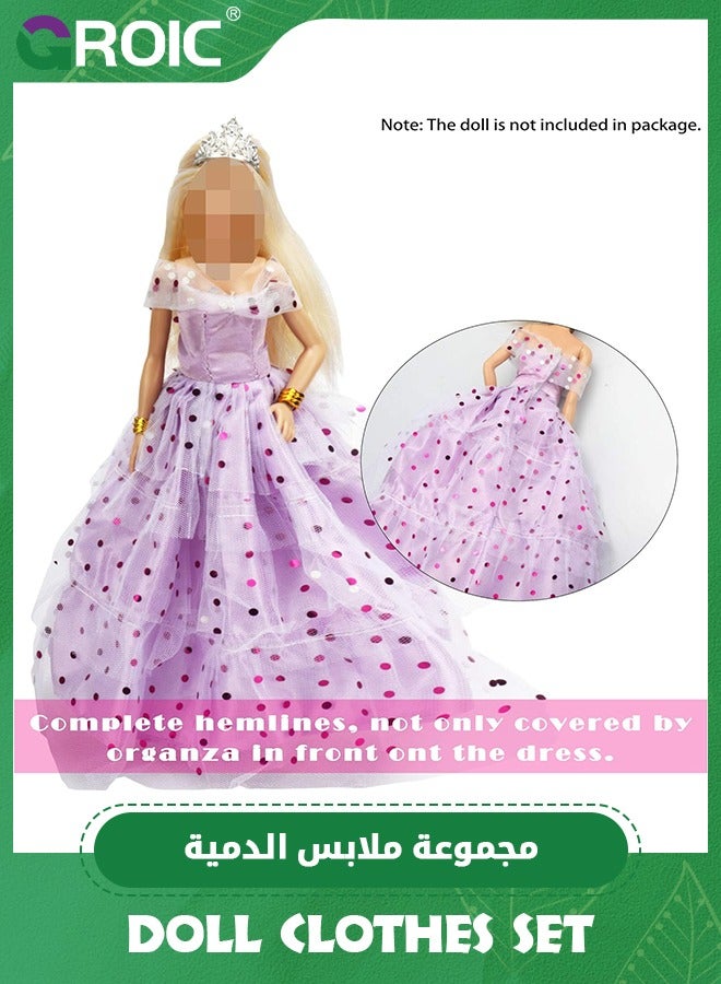 GROIC 35 Pack Handmade Doll Clothes Set Including Princess Dresses Fashion Dresses Tops and Pants Bikini Swimsuits Shoes and 15 Accessories for 11.5 Inch Doll,Doll Jewelry Parts - Image 2