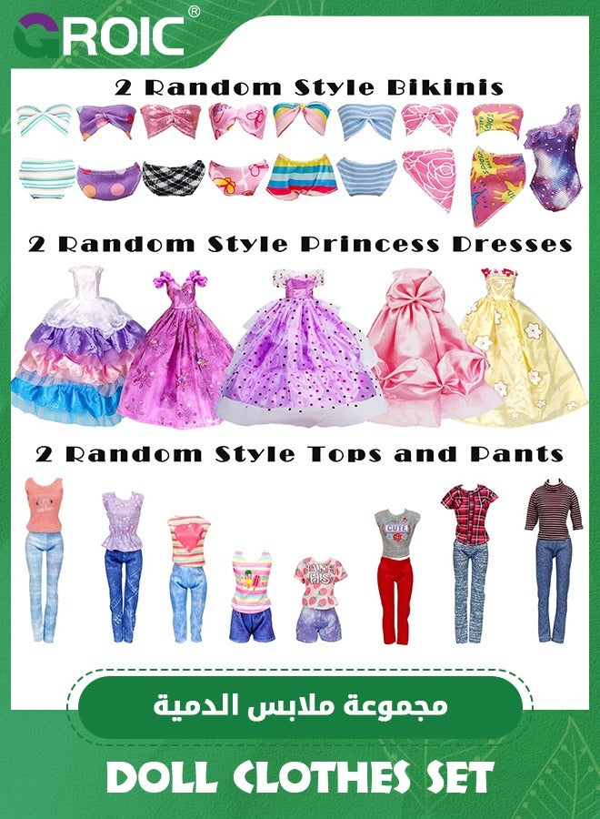 GROIC 35 Pack Handmade Doll Clothes Set Including Princess Dresses Fashion Dresses Tops and Pants Bikini Swimsuits Shoes and 15 Accessories for 11.5 Inch Doll,Doll Jewelry Parts - Image 3