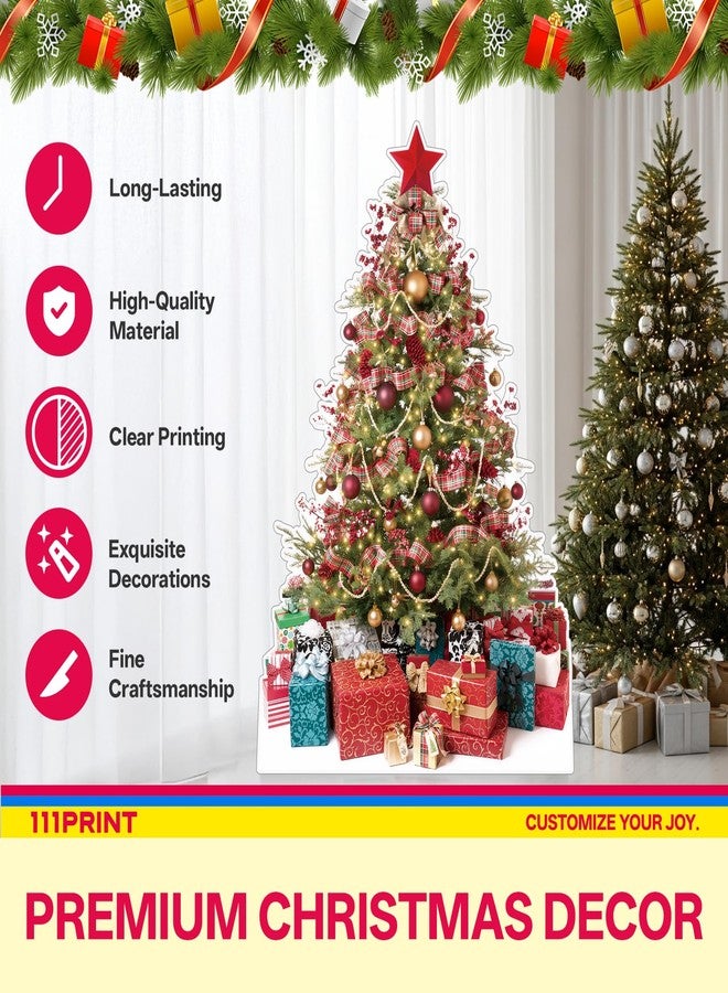 111PRINT Life Size Christmas Tree 5FT Cardboard Cutout Standee, Xmas Decorations Photo Props for Party, Celebration Indoor & Outdoor Decor, 1 Piece Coroplast - Image 4