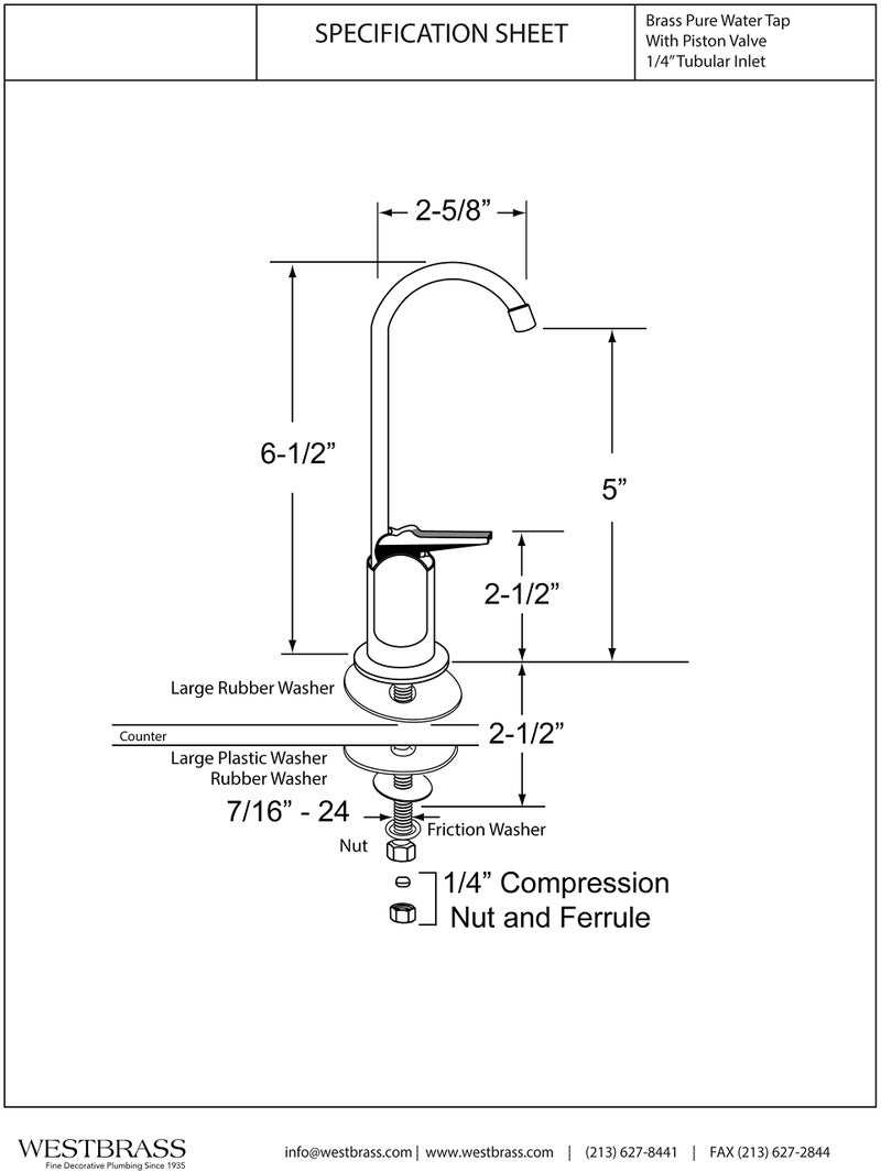 Westbrass Westbrass A203-NL-12 6"" Touch-Flo Style Pure Water Dispenser Faucet  Oil Rubbed Bronze - Image 2