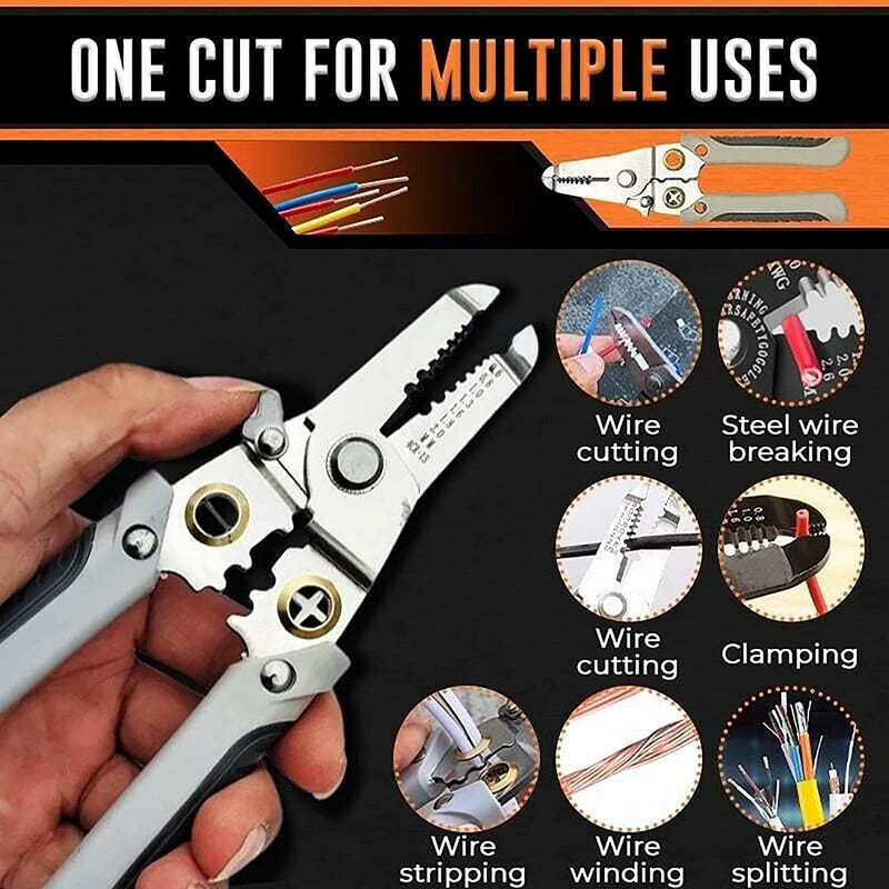 bosig Multifunctional 7 in 1 Wire Stripper Tool Cable Cutter Clamp Multifunction Handle Stripping Pliers Wire Stripper Plier Diameter - Image 4