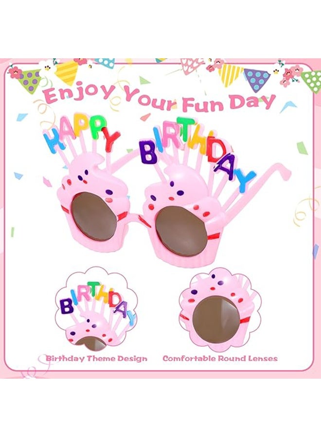 2 Pack Happy Birthday Sunglasses,Lovely Birthday Cupcake Glasses for Kids Birthday Photo Props Birthday Party Decorations(Pink,Blue) - Image 3