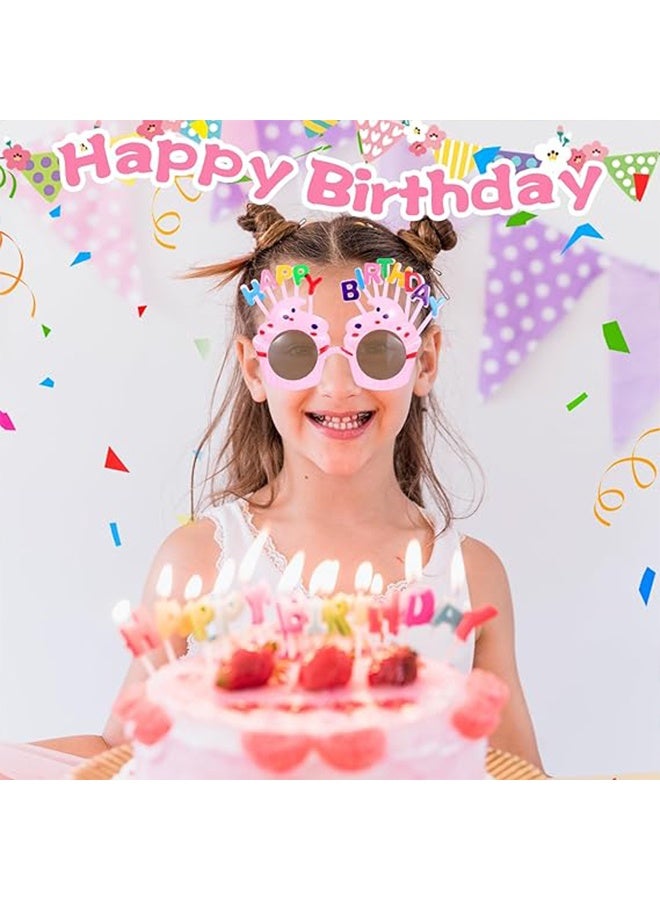 2 Pack Happy Birthday Sunglasses,Lovely Birthday Cupcake Glasses for Kids Birthday Photo Props Birthday Party Decorations(Pink,Blue) - Image 5