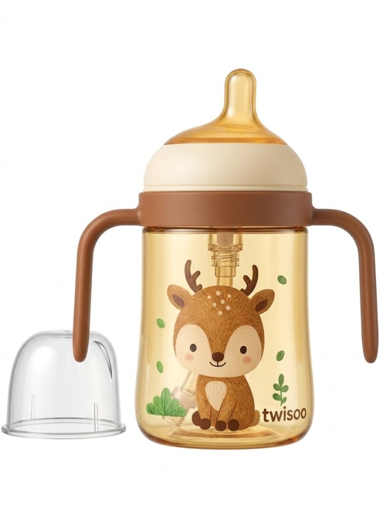 Twisoo Silicone Baby Feeding Bottle with Handle – 280ml Wide-Neck Newborn Bottle, Medium-Flow Teat, BPA-Free, Infant Straw Bottle for Easy Grip & High Capacity Feeding - Image 1