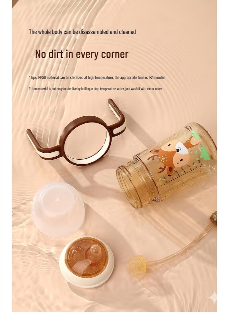Twisoo Silicone Baby Feeding Bottle with Handle – 280ml Wide-Neck Newborn Bottle, Medium-Flow Teat, BPA-Free, Infant Straw Bottle for Easy Grip & High Capacity Feeding - Image 4