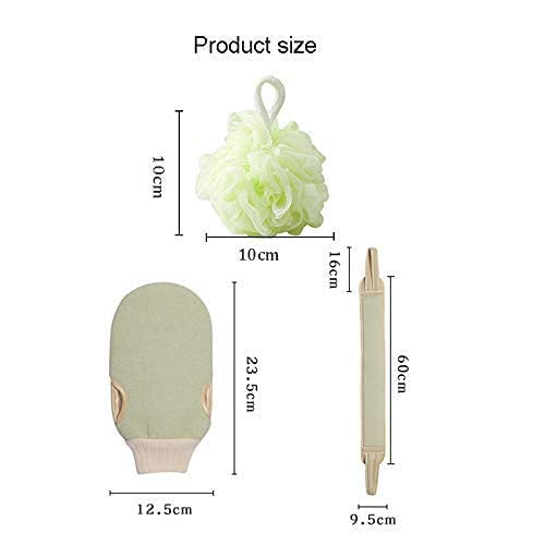 VAJIN 3Pcs Bathing Exfoliating Set Back Scrubber, Sponge Loofah Ball, Loofah Glove | Double Sided Strap & Loofah Ball Removes Dead Skin | A 3 Pcs set. - Image 5