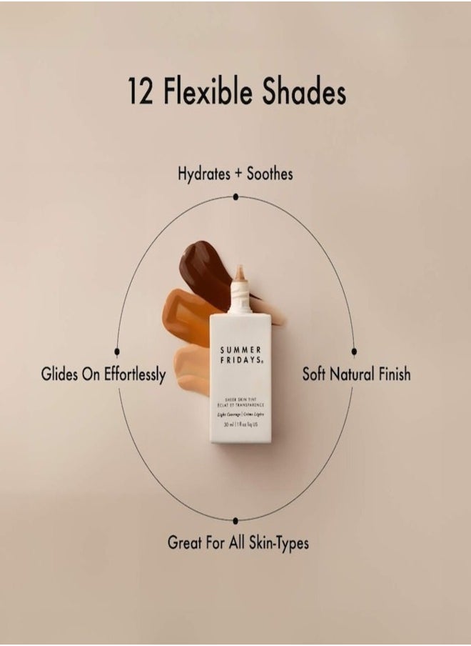 SUMMER FRIDAYS - Summer Fridays Sheer Skin Tint with Hyaluronic Acid & Squalane – Lightweight, Hydrating Coverage, Shade 2 - Light with cool undertone 30ml - Image 1