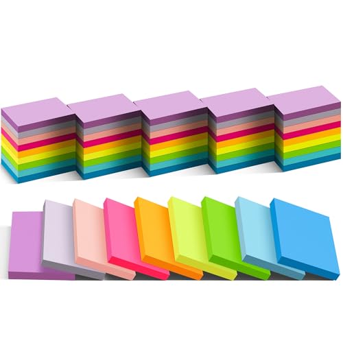 TKTB (54 Pads) Mini Sticky Notes 1.5x2 in, 9 Colors Bright Strong Adhesive Post, Suitable for School, Home, Office, Clean Removal - Image 1