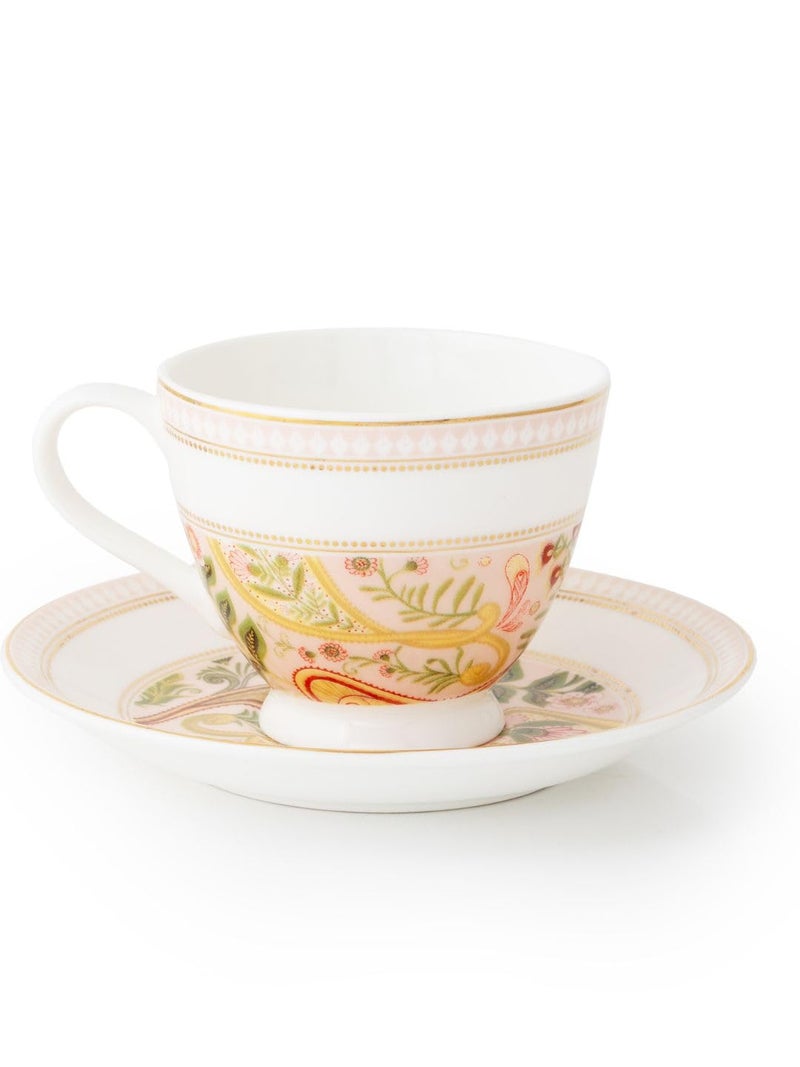 Clay Craft Fine Ceramic Printed Tea Set of 15 (6 Cups + 6 Saucers +1 Milk Pot + 1 Sugar Pot + 1 Tea Pot) -160 ml Each - Image 5