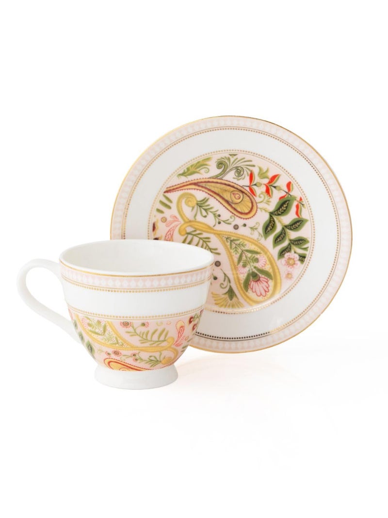 Clay Craft Fine Ceramic Printed Tea Set of 15 (6 Cups + 6 Saucers +1 Milk Pot + 1 Sugar Pot + 1 Tea Pot) -160 ml Each - Image 4