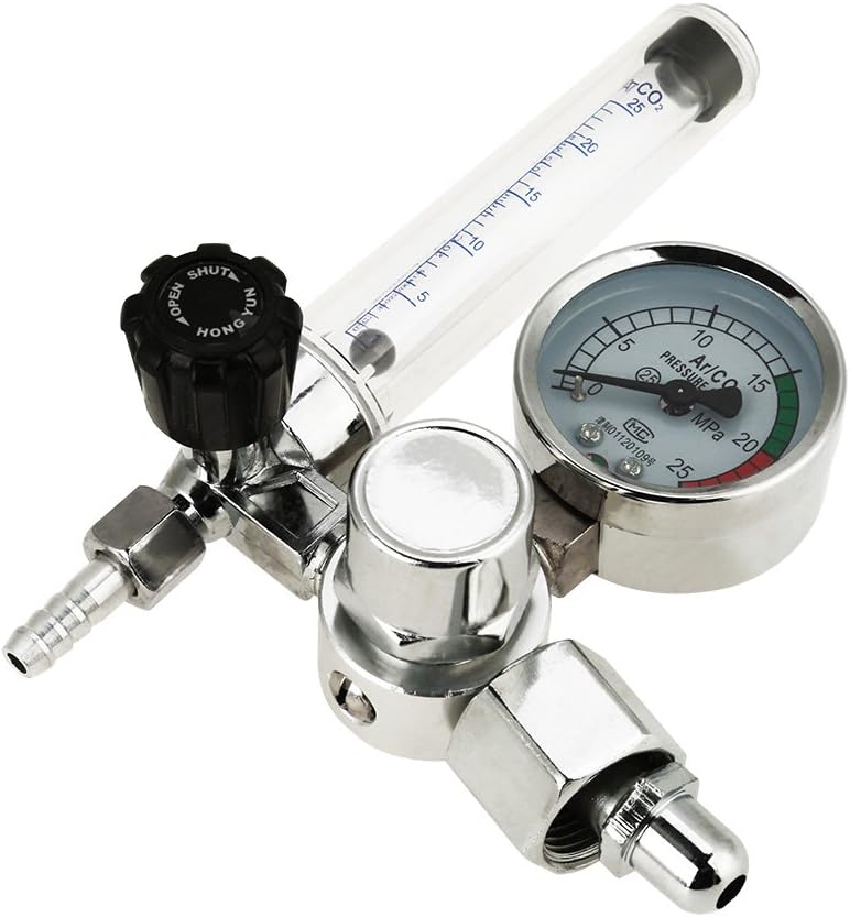 klarako Argon Regulator, G5/8-14 Inlet Argon Flow Meter Pressure Regulator Gauge with Flowmeter and 0 to 25 MPA Pressure Gauge for Weld Mig Tig Welding - Image 1