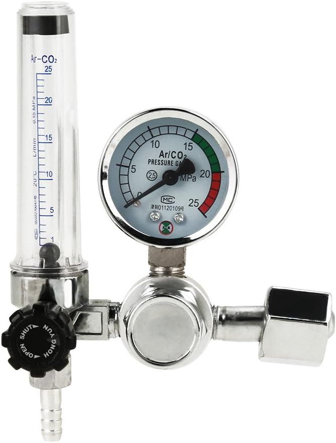 klarako Argon Regulator, G5/8-14 Inlet Argon Flow Meter Pressure Regulator Gauge with Flowmeter and 0 to 25 MPA Pressure Gauge for Weld Mig Tig Welding - Image 2