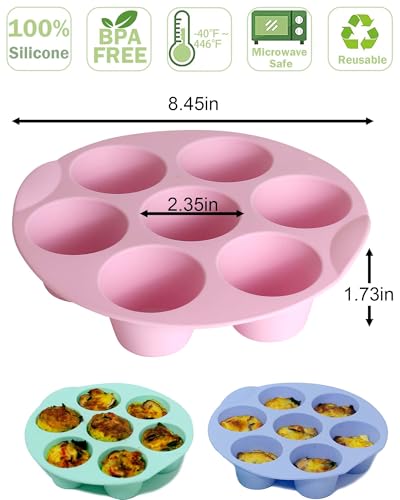 LGQUK Silicone Egg Bite Molds 3 Pack Silicone Muffin Pans for Air Fryer NonStick 7 Cups Air Fryer Muffin Pan for Baking Egg Bite Cupcake Tart Bread - Image 3