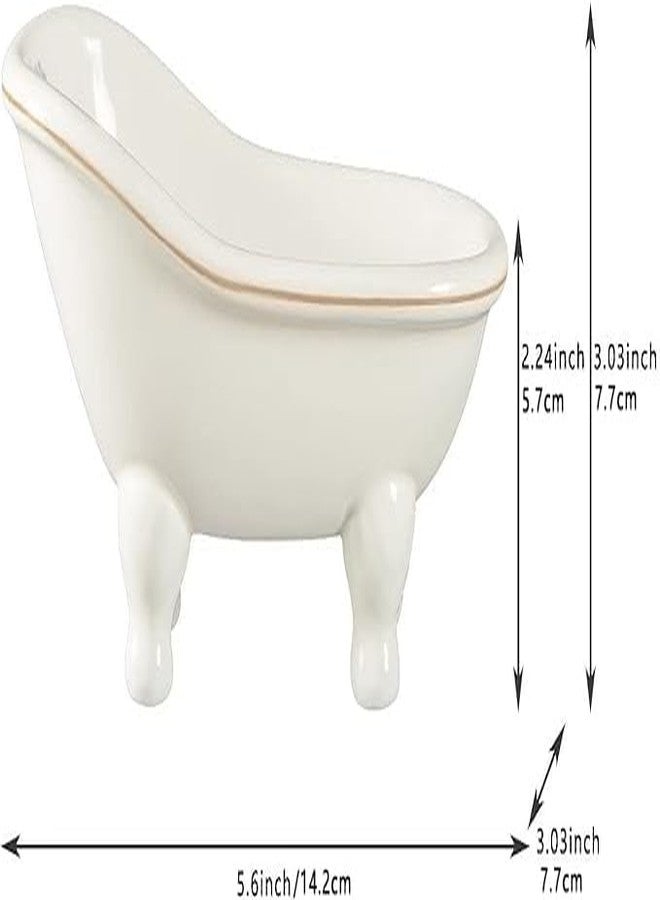 dodococa 1 Piece 5.6" Ceramic Mini Clawfoot Slipper Bathtub Soap Dish Vintage Decortative Soap Dish - Image 5