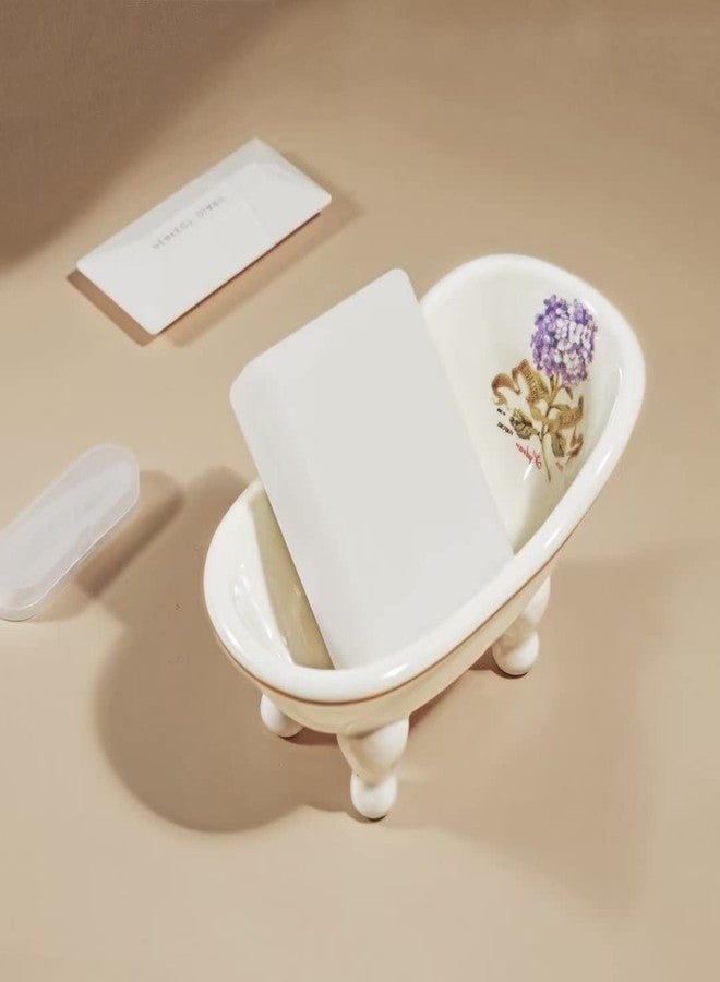 dodococa 1 Piece 5.6" Ceramic Mini Clawfoot Slipper Bathtub Soap Dish Vintage Decortative Soap Dish - Image 3