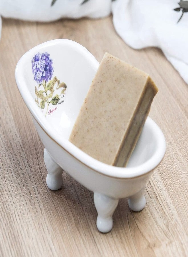 dodococa 1 Piece 5.6" Ceramic Mini Clawfoot Slipper Bathtub Soap Dish Vintage Decortative Soap Dish - Image 1