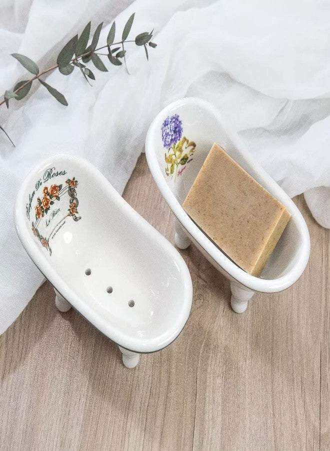 dodococa 1 Piece 5.6" Ceramic Mini Clawfoot Slipper Bathtub Soap Dish Vintage Decortative Soap Dish - Image 2