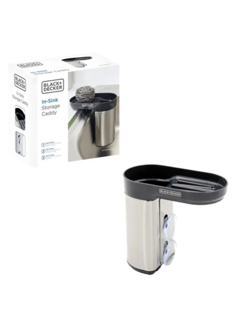 Black+Decker Inside Sink Tidy Storage Caddy Silver and Black 63889 - Image 1
