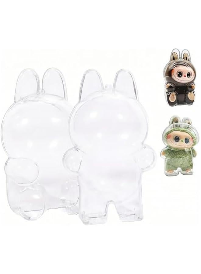 Arabest Labu Keychain Cases,Labu Protective Case – Acrylic Display Stand for Standing & Sitting, Clear White Cover with Silicone Strap (Labu Cases Standing+Sitting(Doll Not Include)  - Image 1