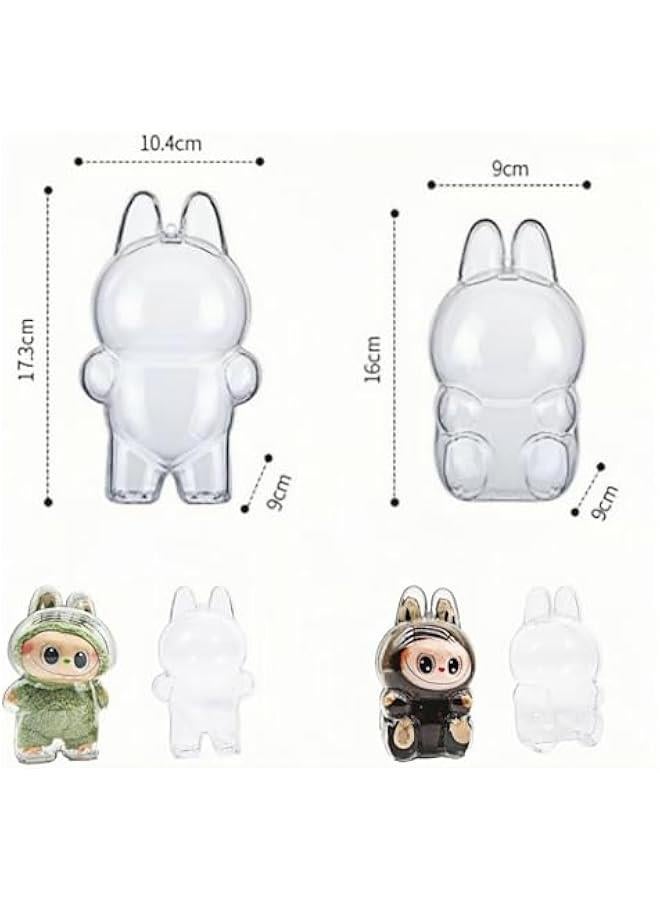 Arabest Labu Keychain Cases,Labu Protective Case – Acrylic Display Stand for Standing & Sitting, Clear White Cover with Silicone Strap (Labu Cases Standing+Sitting(Doll Not Include)  - Image 4
