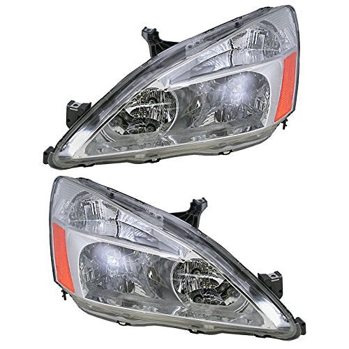TRQ Driver & Passenger Side Headlight Assembly Set Headlights Driver & Passenger Side Compatible with 2003-2007 Honda Accord HO2502120 HO2503120 - Image 1