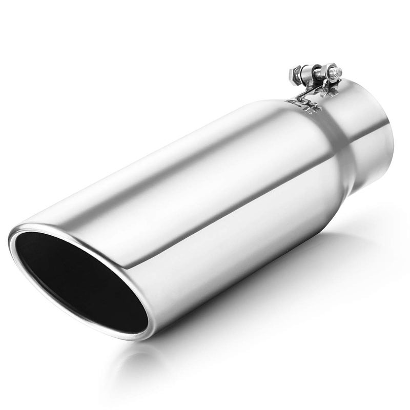 AKARCK Exhaust Tip 3 Inch Inlet Bolt On 3 Inlet 4 Outlet 12 Long Exhaust Tip Stainless Steel Polished Finish For Tailpipe