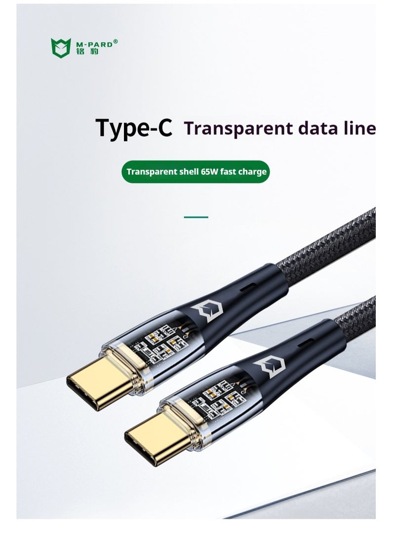 M-PARD M-PARD  Transparent woven data cable USB C (Type-C) to USB C data cable 1.2M, 65W USB C (Type-C) charger data cable, suitable for iPhone 16/16 Plus/16 Pro/16 Pro Max/15 MacBook Pro、iPad Pro、Dell XPS、 Samsung Galaxy S24/S23/S22 Ultra, Switch, and more  - Image 2