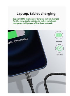 M-PARD M-PARD  Transparent woven data cable USB C (Type-C) to USB C data cable 1.2M, 65W USB C (Type-C) charger data cable, suitable for iPhone 16/16 Plus/16 Pro/16 Pro Max/15 MacBook Pro、iPad Pro、Dell XPS、 Samsung Galaxy S24/S23/S22 Ultra, Switch, and more  - Image 5
