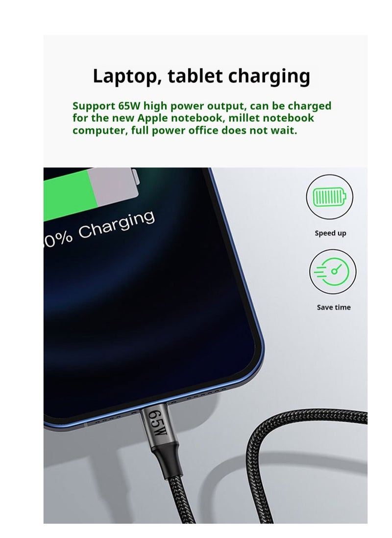 M-PARD M-PARD  Transparent woven data cable USB C (Type-C) to USB C data cable 1.2M, 65W USB C (Type-C) charger data cable, suitable for iPhone 16/16 Plus/16 Pro/16 Pro Max/15 MacBook Pro、iPad Pro、Dell XPS、 Samsung Galaxy S24/S23/S22 Ultra, Switch, and more  - Image 5