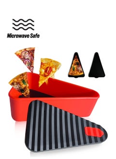 KASTWAVE Pizza Leftover Storage Container with 2 Pizza Trays,Reusable Pizza Silicone Pizza Slice Keeper Container to Organize Save Space,Food Container Lunch Box Withstand Temperature in -40~200℃ (7.5inch)  - Image 1