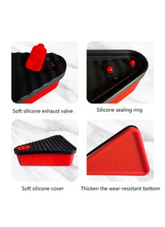 KASTWAVE Pizza Leftover Storage Container with 2 Pizza Trays,Reusable Pizza Silicone Pizza Slice Keeper Container to Organize Save Space,Food Container Lunch Box Withstand Temperature in -40~200℃ (7.5inch)  - Image 3