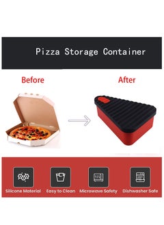 KASTWAVE Pizza Leftover Storage Container with 2 Pizza Trays,Reusable Pizza Silicone Pizza Slice Keeper Container to Organize Save Space,Food Container Lunch Box Withstand Temperature in -40~200℃ (7.5inch)  - Image 4