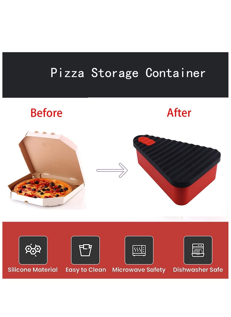 KASTWAVE Pizza Leftover Storage Container with 2 Pizza Trays,Reusable Pizza Silicone Pizza Slice Keeper Container to Organize Save Space,Food Container Lunch Box Withstand Temperature in -40~200℃ (7.5inch)  - Image 4