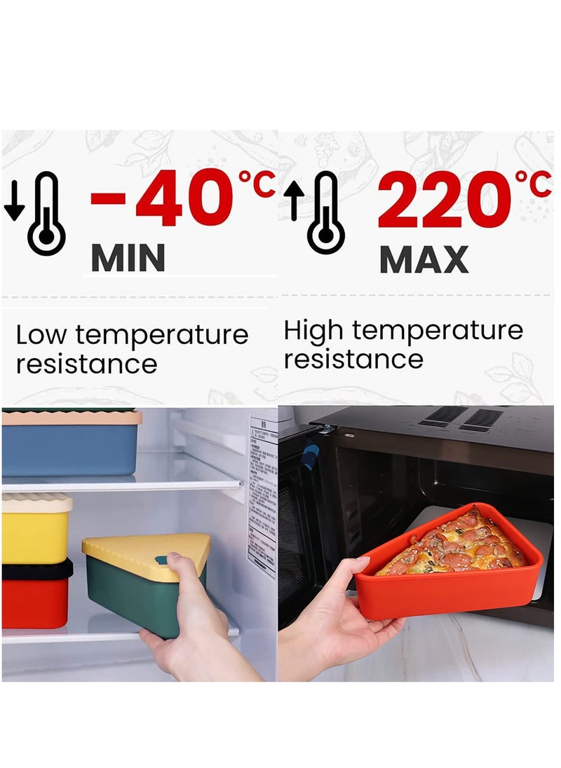 KASTWAVE Pizza Leftover Storage Container with 2 Pizza Trays,Reusable Pizza Silicone Pizza Slice Keeper Container to Organize Save Space,Food Container Lunch Box Withstand Temperature in -40~200℃ (7.5inch)  - Image 5