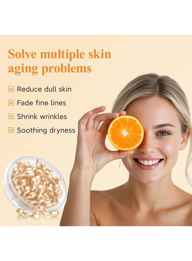 Vitamin C Super Serum for Face - Anti Aging Vitamin E Facial Serum Capsules with Niacinamide, Vit C Serum Oil for Women, Even Skin Tone, Reduce Wrinkles, Moisturise, Travel Friendly (38 Capsules)