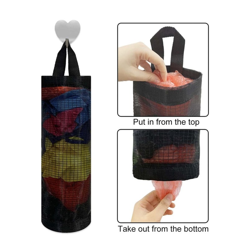 SOLARAE 2 Packs Plastic Bag Holder for Kitchen Hanging Mesh Storage Organizer, Large Grocery Shopping Bags Dispenser - Image 5