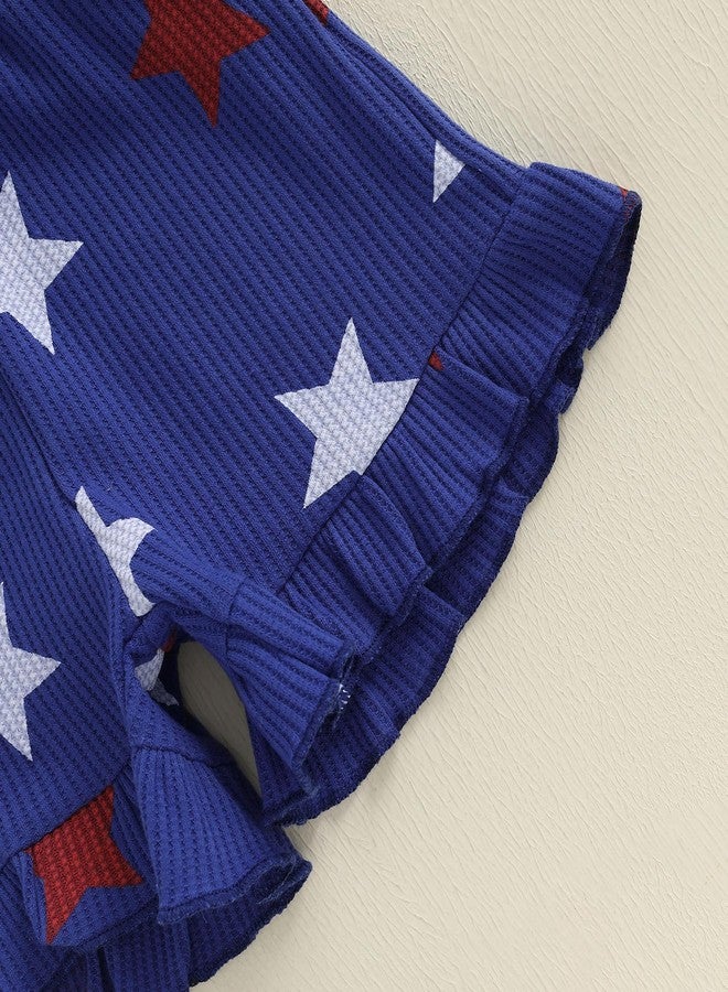 Socutebabe طقم ملابس Socutebabe للأطفال الصغار بمناسبة عيد الاستقلال الأمريكي، يتكون من رومبير وشورت وجمبسوت باللونين الأحمر والأبيض والأزرق، مناسب للفتيات (مقاس 3-4 سنوات). - Image 5