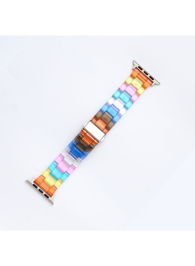 YLZ For Smart Watch Strap Straight Apple Ultra Candy Color Acrylic Transparent Rainbow Strap - Image 1