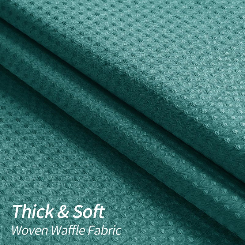 MitoVilla Dark Green Small Stall Shower Curtain 36 x 72  Narrow Half Size Waffle Weave Fabric Shower Curtain with Water-Repellent Snap-in Liner for Modern Neutral Hotel Bathroom Decor  Seaweed Green - Image 4
