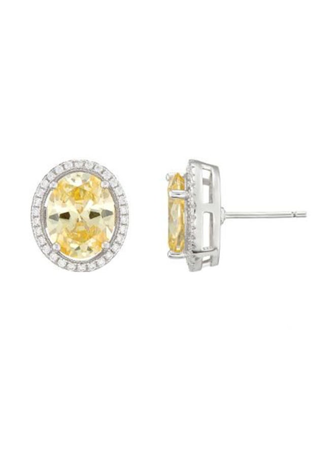 BUCKLEY LONDON - مجموعة Flawless - أقراط Canary Oval Halo - Image 1