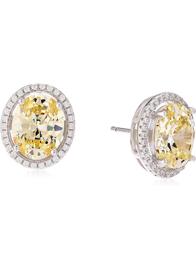 BUCKLEY LONDON - مجموعة Flawless - أقراط Canary Oval Halo - Image 1
