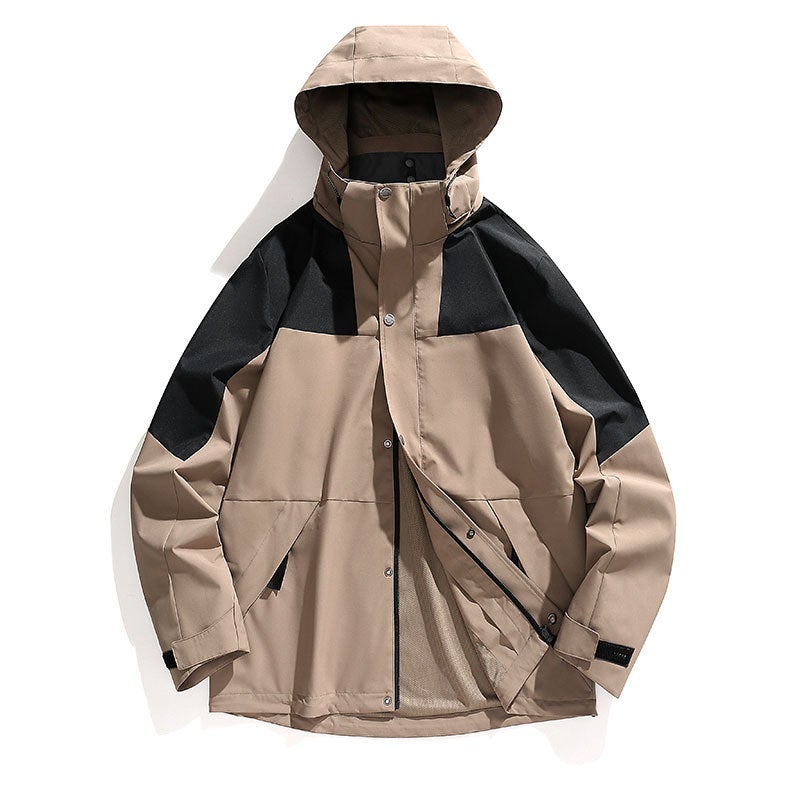 Autumn 2024 Outdoor Jacket Two-Piece Fleece Liner High Street Fashion Couple Trendy Jacket Mens Wear 188-Dark Khaki - Image 1