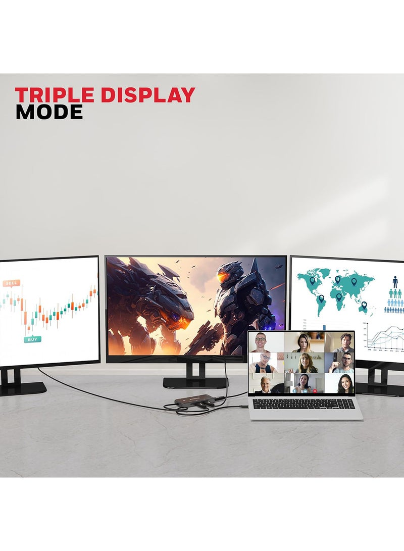 هوني ويل إطلاق جديد: محطة توصيل Type C 10 في 1 مع HDMI مزدوج 4K، منفذ Ethernet RJ45 بسرعة 1 جيجابت في الثانية، 2xUSB 3.0، 1xUSB 2.0 ومنفذ Type C 3.0 PD100W، منفذ VGA، فتحة SD وMicroSD، لجميع أجهزة Type C - ويندوز / ماك بوك - Image 3