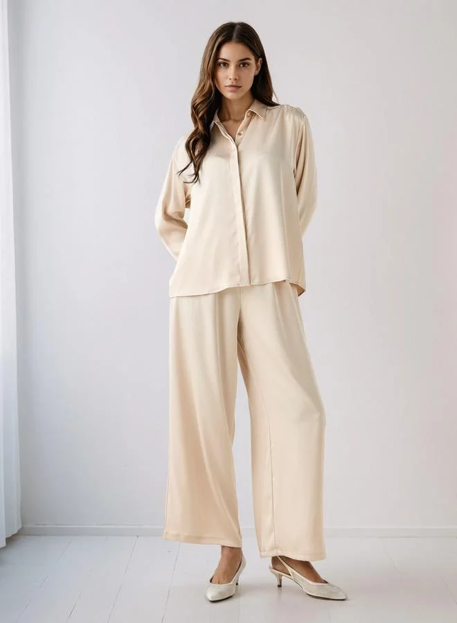 Coord Set with Shirt & Wide Leg Pants