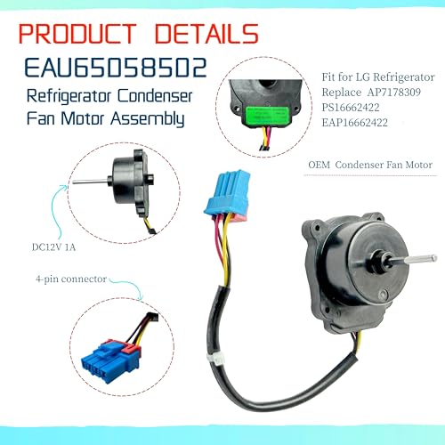 IXGPUTS EAU65058502 Refrigerator Condenser Fan Motor Assembly fit for LG Refrigerator, Replace AP7178309 PS16662422 EAP16662422,DC12V,MAX 1A,DC Voltage Evaporator Fan Motor - Image 3