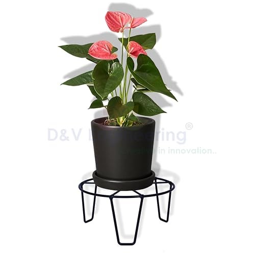 D&V ENGINEERING - Creative in innovation D&V Engineering Metal Plant Stands for Outdoor Balcony & Indoor Use | Heavy-Duty Flower Pot Stands for Living Room & Garden | Holds Up to 50kg, 8.5” Diameter | Pack of 2, Black - Image 4