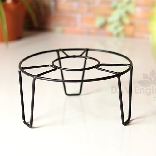 D&V ENGINEERING - Creative in innovation D&V Engineering Metal Plant Stands for Outdoor Balcony & Indoor Use | Heavy-Duty Flower Pot Stands for Living Room & Garden | Holds Up to 50kg, 8.5” Diameter | Pack of 2, Black - Image 5