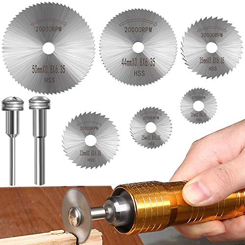 shengbenhao 8Pcs Rotary Drill Saw Blades, Steel Saw Disc Wheel Cutting Blades with 1/8" Straight Shank Mandrel for Dremel Fordom Drills Rotary Tools (Power Tools are not Included) - Image 1